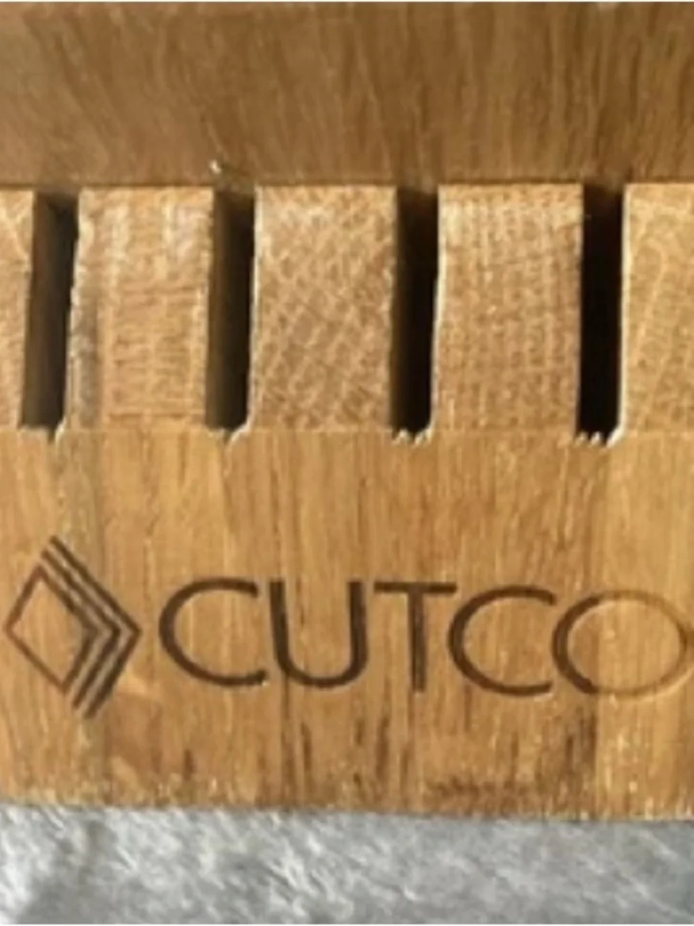 Cutco 8 Slot Wood Knife Storage Block Blonde Solid Oak Wood